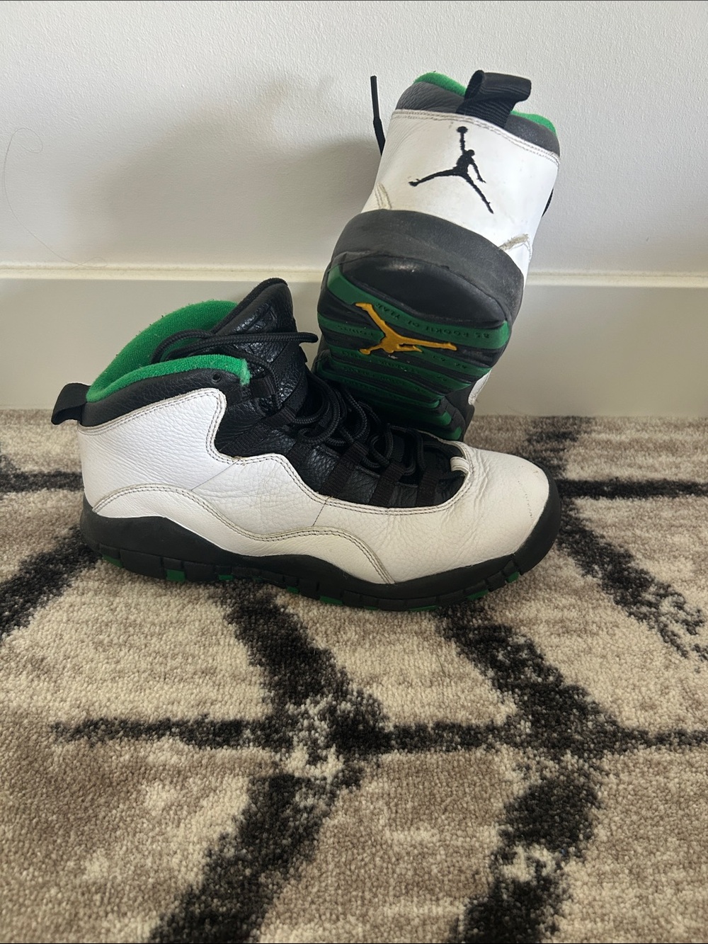 Nike Jordan Kids' White and Green Basketball Shoes